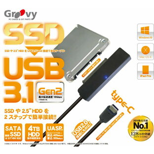 Groovy グルービー 2.5インチHDD/SSD→USB3.1 Gen2 変換アダプタ（USB-C） UD-3102の画像