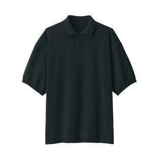 無印良品 紳士 UVカット天竺編み半袖ニットポロシャツ メンズ AA0QDA4S 黒 紳士XLの画像