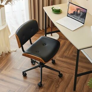 オーエスジェイ(OSJ) オフィスチェア デスクチェア おしゃれ ブラック 学習椅子 ダイニングチェア 椅子 回転椅子 幅58×奥行51.5×高さ79~89cm 組み立て簡単 イームズチェア 木製の画像