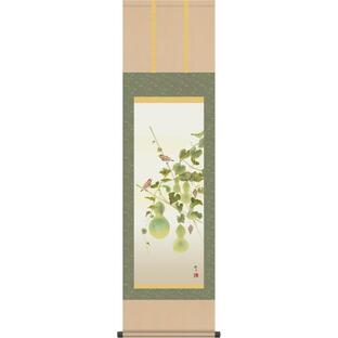 掛軸 掛け軸-六瓢 森山観月 小さい床の間 和室 モダン 表装 壁飾り 四季 花鳥画 かけじ 1MA6-29Bの画像