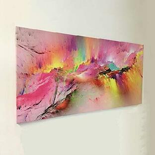 抽象的なオーロラキャンバス絵画 オフィス 女の子 部屋 ウォールアート ピンク 北の光 カラフルなボレアリス 壁装飾 ピンクのアートワーク モダン リビングルーの画像