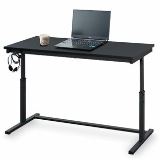 アイリスオーヤマ パソコンデスク PCデスク 昇降デスク 昇降サイドテーブル おしゃれ デスク 机 オフィス 幅120cm UDD-1200 ブラックの画像