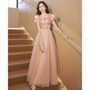 ウェディングドレス カラードレス 結婚式 二次会 花嫁 ドレス ピンク パフスリーブ オフショルダー 大きいサイズ Aライン フレア 3L 4L 小さいサイズの画像