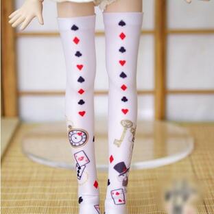 MSD/MDDトランプ ニーハイソックス ホワイト ドール 人形用靴下 オーダーの画像