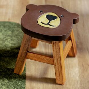 スツール クマ 木製 天然木 丸椅子 （ 丸 ウッドスツール 子ども 椅子 キッズ ミニチェア ミニスツール 完成品 ）の画像