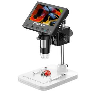 TOMLOV デジタル顕微鏡 コイン顕微鏡 最大1000倍率 4.3インチ顕微鏡 USB充電式 1000x液晶デジタル顕微鏡 調節可能 デジの画像