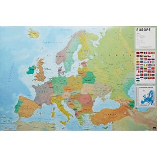 トライエックス ポスター ヨーロッパ地図 61×91.5cm GPE-5010の画像