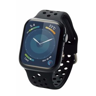 [エレコム] Apple Watch バンド 49mm 45mm 44mm 42mm シリコン スポーツ 通気穴 アクティブ 蒸れにくい 軽量化 【Apple Watch Ultra 2 Ultra SE2 9 8 7 6 5 4 3 2 1 対応】 ブラック AW-45BDSCNBKの画像
