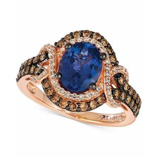 ルヴァン リング アクセサリー メンズ Blueberry Tanzanite (1-1/2 ct. t.w.) & Diamond (3/4 ct. t.w.) Statement Ring in 14k Rose Gold Tanzaniteの画像