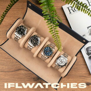 【IFLW】ウォッチロール 4本用 Saffiano Blue ネイビー 腕時計 ウォッチケース 本革 牛革 レザー エンボス 型押し 持ち運び 時計 収納 インテリア ラグジュアリー 高級感 サフィアーノレザー Watch Roll rolex ロレックス IFL Watchesの画像