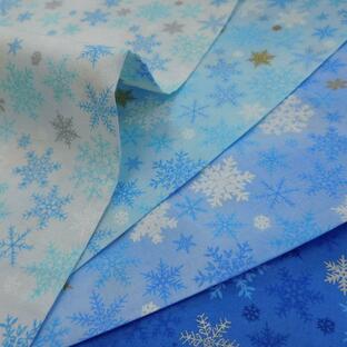 クリスマス スケア 生地 (50ｃｍ単位) DX10363S ブルー系 スノークリスタル 雪の結晶 手作り Xmas くつした ハンドメイド クリスマスツリーの画像