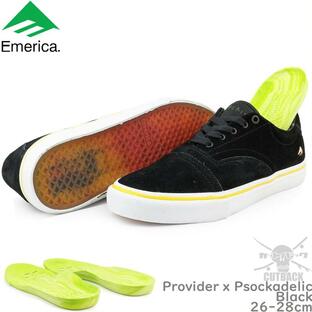 スケートボード シューズ スニーカー 靴 Emerica エメリカ Provider x Psockadelic プロバイダー ソッケデリック ブラック スケシュー スケボー ストリート パーの画像