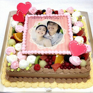 パーティーケーキ 写真ケーキ 大きいケーキ バースデーケーキ お誕生日 パーティー 記念日 サプライズ 生チョコレート 10号の画像