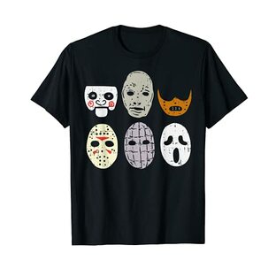 恐ろしいホラー映画 フェイスマスク ピエロ リーパー ハロウィンコスチューム Tシャツの画像