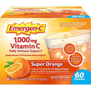 【エクスプレス便】Emergen-C 1000m エマージェンシーC オレンジ味 60包 546g ビタミンCパウダー 免疫サポート オレンジ10個分 サプリメントの画像