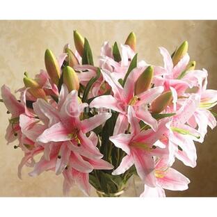 結婚式 造花 花びら 花ヘッド 結婚式 装飾 DIY 人工 ユリ シミュレーション 植物 ピンクの画像