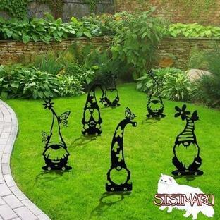 ガーデンオブジェ ノーム ブラック 金属 庭 芝生 飾り デコレーション ピックの画像
