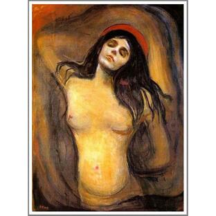 複製画 送料無料 絵画 油彩画 油絵 模写エドヴァルド・ムンク「マドンナ」F20(72.7×60.6cm)プレゼント 贈り物 名画 オーダーメイド 額付き 直筆の画像