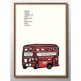 アート ポスター おしゃれ 絵画 インテリア 12047ビンテージ 赤いバス ピカデリーサーカス A3サイズ 北欧 イラスト マット紙 管理ID:の画像