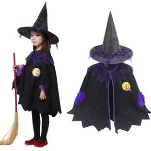 ハロウィン 子供用 コスプレ 衣装セット 魔女 ローブ とんがり帽子 キッズ 子供 魔法使いの画像