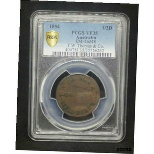 【極美品/品質保証書付】 アンティークコイン コイン 金貨 銀貨 [送料無料] 1854 Australia PCGS VF-35 1/2 Penny KM-Tn248 T.W. Thomas & Co. Free Shipping!の画像
