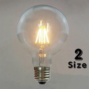 LED電球 E27 6W 暖光色 電球色 クリア電球 裸電球 透明 クリアランプ クリアタイプ フィラメント 丸型 G95 G125 単品 レトロ アの画像