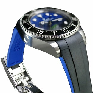 ラバーB（RUBBERB）ロレックス ディープシー（126660/136660）専用ラバーベルト ブラック×ブルー 【純正バックル使用】※時計、バックルは付属しませんの画像