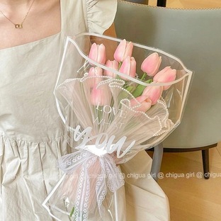 【お勧め商品】合成チューリップ造花花束花束ピクニック写真小道具リビングルームのピンクの装飾の画像