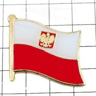 ピンバッジ◆ポーランド 国旗デラックス薄型キャッチ付き 白と赤と 鷲 の紋章 ピンズ POLAND FLAG POLSKA FLAGA ピンバッチ タイタックの画像