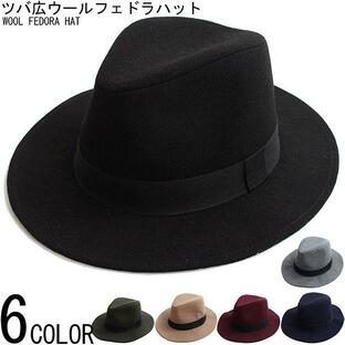 ウール フェドラハット 中折れハット 帽子 HAT 中折帽子 メルトンハット ツバ広帽子の画像