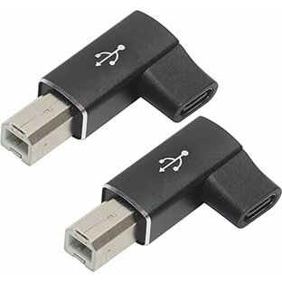オーディオファン L字型 USB-C 変換アダプタ ブラック L字型 USB C から タイプB へ タイプC メス - タイプB オス 2個セットの画像