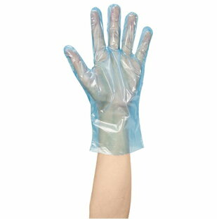 サラヤ エンボス手袋PE 青 XSサイズ ポリエチレン製の画像