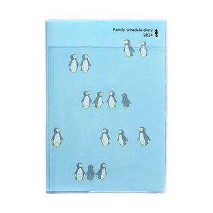 [クツワ] 2024年 家族手帳 B6 薄型 (月曜始まり) ZOOペンギンブルー HZ003の画像