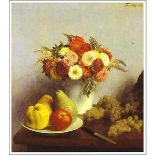 複製画 送料無料 絵画 油彩画 油絵 模写ファンタン・ラトゥール「花と果物」F20(72.7×60.6cm)プレゼント 贈り物 名画 オーダーメイド 額付き 直筆の画像