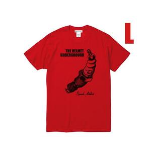THE HELMET UNDERGROUND T-shirt RED L/赤レッドカミナリ族イタリア車イタ車bmwpiaggioピアジオmods鉄スクータートライアンフ英車英国車bsaの画像