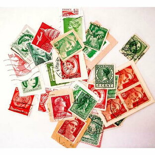 海外使用済み切手/30枚赤・緑 1 かわいい おしゃれ 外国の切手 古切手 コラージュ 素材 スクラップブッキング ラッピング ギフトの画像