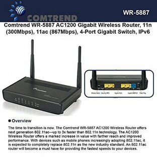 ルータ Comtrend WR-5887 AC1200 Gigabit Wireless Router, 11n 300Mbps, 11ac 867Mbps, IPv6の画像