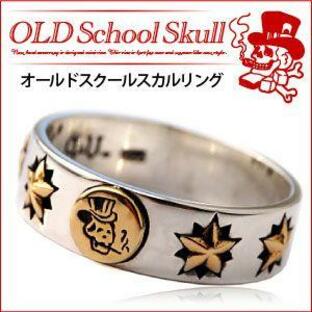 シルバーリング メンズ リング 指輪 スカル OLD SCHOOL オールドスクール タトゥー r0650の画像