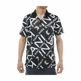 カールカナイゴルフ KARL KANI GOLF ドライメッシュバイアス ロゴ総柄 半袖ポロシャツの画像