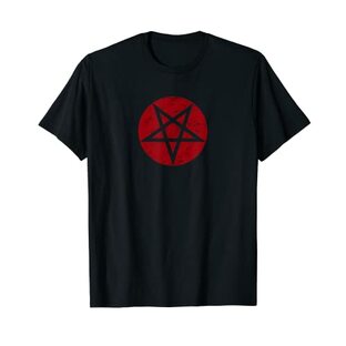 五芒星 赤い円 ヴィンテージ 五角形 デザイン Tシャツの画像