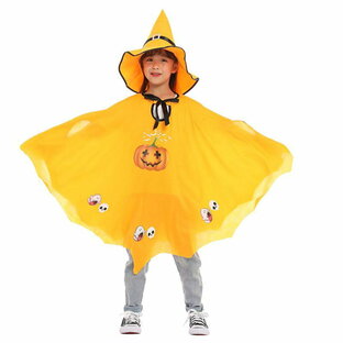 【期間限定2680円→2180円】ハロウィン 衣装 子供用 かぼちゃ 服 魔法使いの帽子とマント 魔法使い 帽子 マント 男の子 女の子 コスチューム キッズ 魔女 悪魔 コスチュームの画像