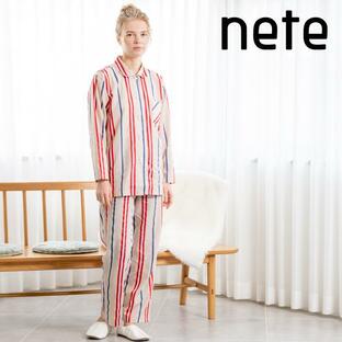 nete（ネテ）レディース パジャマ ブロードサテン フレンチストライプ柄 日本製 お洒落で着心地の良い 老舗パジャマ屋が作るパジャマの画像