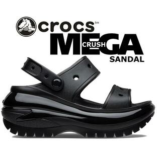 クロックス クラシック メガクラッシュ サンダル crocs CLASSIC MEGA CRUSH SANDAL BLACK 207989-001 厚底 プラットフォーム スライド ミュール ブラックの画像