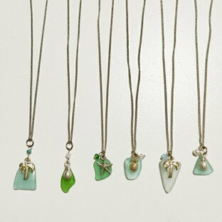 【シーグラス】ネックレス アクセサリー ビーチグラス ガラス 海の宝石 ビーズ 鎌倉 湘南 ハンドメイドの画像