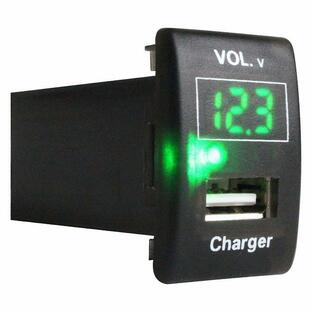 スズキAタイプ ワゴンR MH23S LED発光：グリーン 電圧計表示 USBポート 充電 12V 2.1A 増設 パネル USBスイッチホールカバーの画像