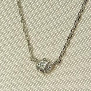 ミニ ペンダントネックレス 一粒石 ダイアモンド 4月誕生石 白金の画像