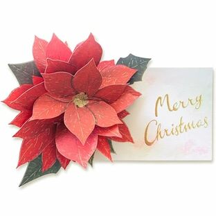 GreetingLife(グリーティングライフ) クリスマスカード フラワーポップアップ ポインセチア LY-27の画像