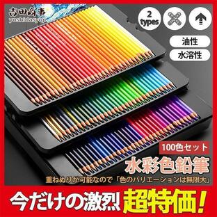 色鉛筆 水彩 お絵かき 水彩画 100色セット クレヨン 文房具 油性 筆記具 絵の具セット カラーサインペン 入学 入園 祝い 塗り絵の画像