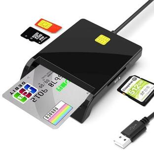 yangoo IC カードリーダー マイナンバーカード対応 接触型 USB接続 SDカードリーダー TF/Micro SD/MMC/SIM マルチカードリーダー 自宅で確定申告 e-Tax マイナ保の画像