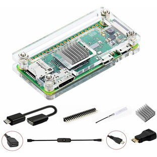 GeeekPi Raspberry Pi Zero 2 W ケース/Zero W ケース、Raspberry Pi Zero ヒートシンク、20Pin GPIO ヘッダー、OTG ケーブル、スイッチケーブル、HDMI アダプター、ドライバー付きの 7 in 1 ベーシック スターター キットの画像